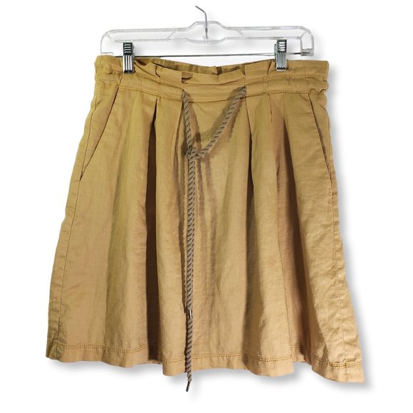 ANN TAYLOR LOFT Women's 6 Yellow Paperbag Waist, Drawstring, Pockets Skirt - Picture 1 of 9